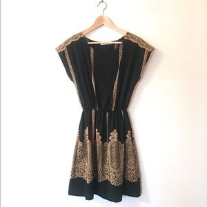Black and Taupe Lace Cocktail Dress